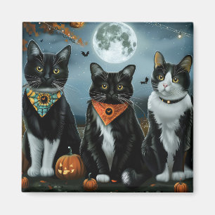 Tuxedo Cat Halloween Spooky Magnet