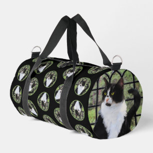 Tuxedo Cat in Window Painting Niedliche Originalku Duffle Bag