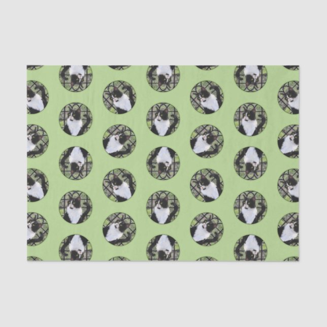 Tuxedo Cat in Window Painting Niedliche Originalku Seidenpapier (Vorderseite)