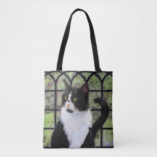 Tuxedo Cat in Window Painting Original Animal Art