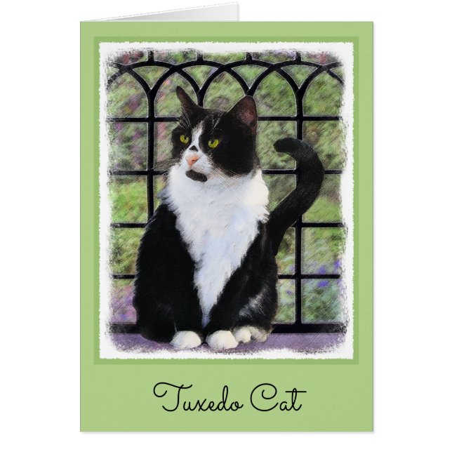 Tuxedo Cat in Window Painting Original Animal Art (Vorne)