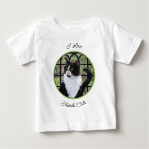 Tuxedo Cat in Window Painting Original Animal Art Baby T-shirt