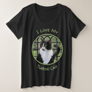 Tuxedo Cat in Window Painting Original Animal Art Große Größe T-Shirt