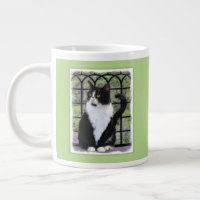 Tuxedo Cat in Window Painting Original Animal Art