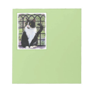 Tuxedo Cat in Window Painting Original Animal Art Notizblock