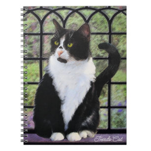 Tuxedo Cat in Window Painting Original Animal Art Notizblock
