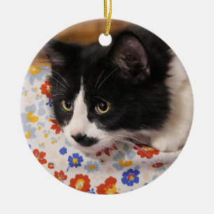 Tuxedo Cat Keramik Ornament