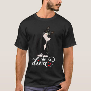 Tuxedo Cat Mama Niedlich Tuxie Diva Squad Mädchen  T-Shirt
