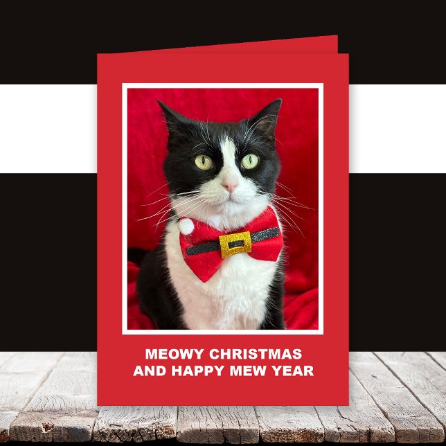 Tuxedo Cat Meowy Christmas Card Karte (Von Creator hochgeladen)