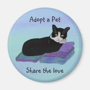 Tuxedo Cat Nickerchen Pet Adoption Magnete