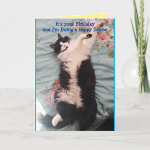 Tuxedo Cat Niedlich Funny Happy Dance Cats Card Karte