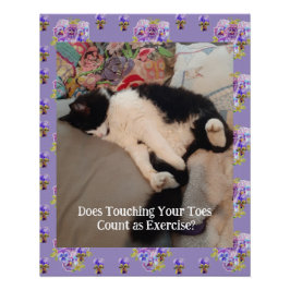 Tuxedo Cat Niedlich Happy Birthday Touching Toches Poster