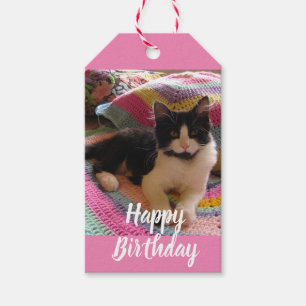 Tuxedo Cat Niedlich mit Hübschen Crochet Rug Viele Geschenkanhänger