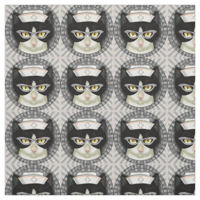 Tuxedo Cat Nurse Stoff (Muster)