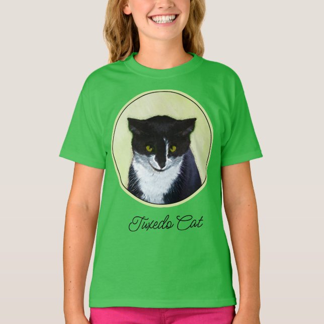Tuxedo Cat Painting - Niedlich Original Cat Art T- T-Shirt (Vorderseite)