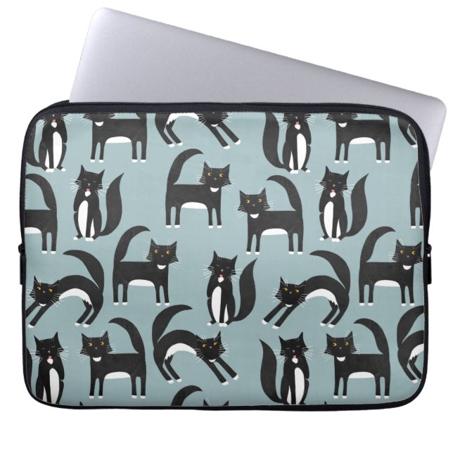 Tuxedo Cat Pattern Laptopschutzhülle (Vorderseite)