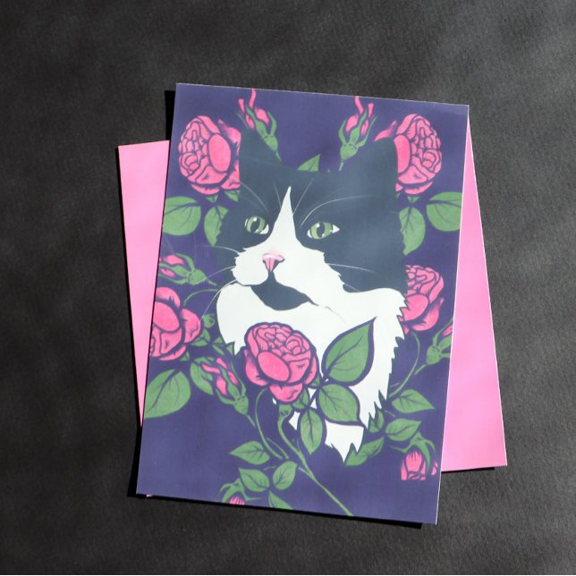 Tuxedo Cat Peony Floral Art Tuxie Katzen Poster (Von Creator hochgeladen)