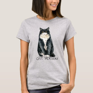 Tuxedo Cat Person Art T - Shirt