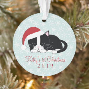 Tuxedo Cat Personalisiertes Foto Weihnachten Ornament