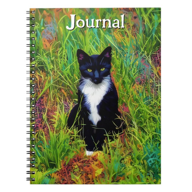 Tuxedo Cat Pop Art Journal Notizblock (Vorderseite)