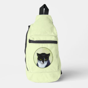 Tuxedo Cat Portrait Malerei Niedliche Kunst Crossbody Bag