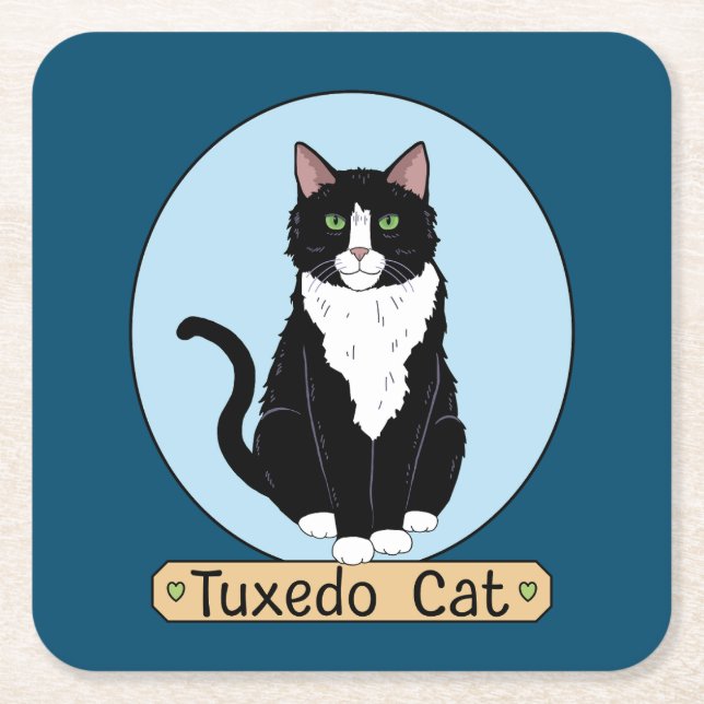 Tuxedo Cat Rechteckiger Pappuntersetzer (Vorderseite)