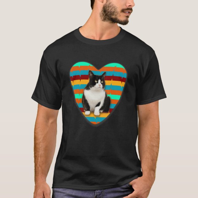 Tuxedo Cat Retro Mamas Vater Züchter Eigentümer Vi T-Shirt (Vorderseite)
