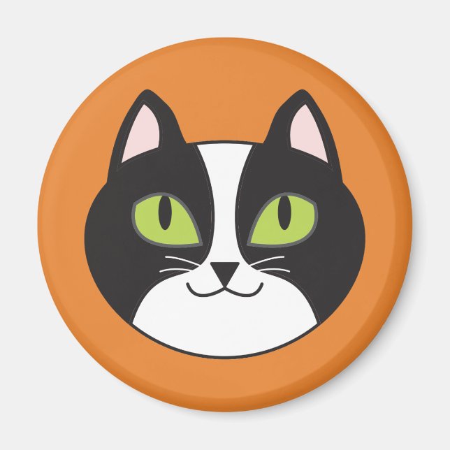 Tuxedo Cat Round Magnet (Vorne)
