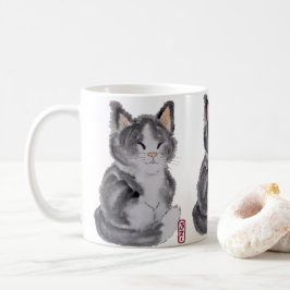Tuxedo Cat Schwarz-weiß Kitten Wasserfarbe Elegant Kaffeetasse