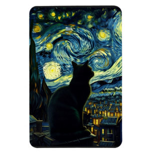 Tuxedo Cat Starry Night Tuxedo Cat Owner Magnet
