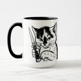 Tuxedo Cat Switchblade Attitude Tasse von Phil Elm