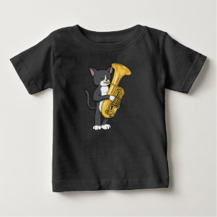 Tuxedo Cat Tuba gibt Frauen Männer Marching Band  Baby T-shirt