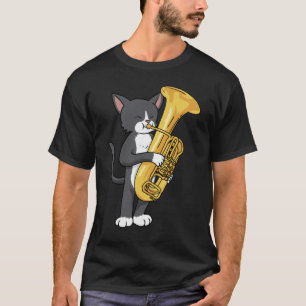 Tuxedo Cat Tuba gibt Frauen Männer Marching Band T-Shirt