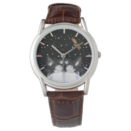 Tuxedo Cat überrascht von Dragonfly Armbanduhr