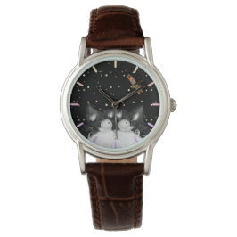 Tuxedo Cat überrascht von Dragonfly Armbanduhr