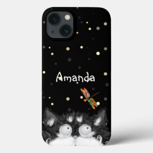 Tuxedo Cat überrascht von Dragonfly Case-Mate iPhone Hülle