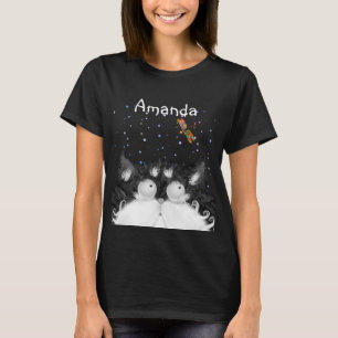 Tuxedo Cat überrascht von Dragonfly (Dark) T - Shi T-Shirt