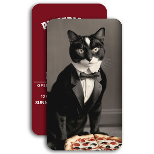 Tuxedo Cat und Pizza Visitenkarte