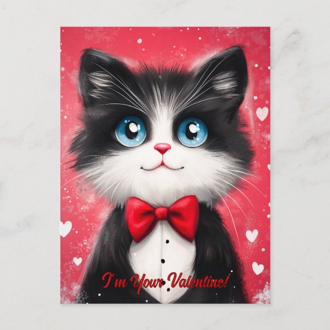 Tuxedo Cat Valentine Postkarte (Vorderseite)
