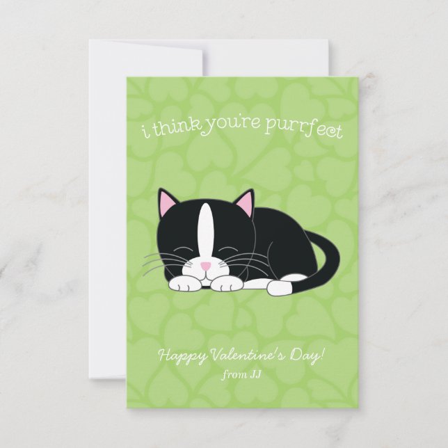 Tuxedo Cat Valentines Einladung (Vorderseite)