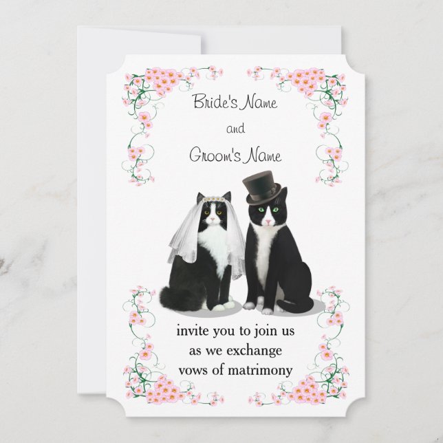 Tuxedo Cat Wedding Einladung (Vorderseite)