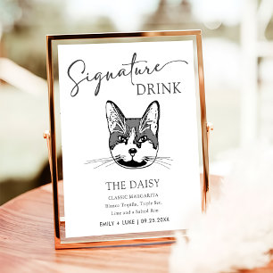 Tuxedo Cat Wedding Signature Drink Zeichen Poster