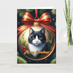 Tuxedo Cat Weihnachtskarte Feiertagskarte