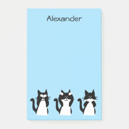 Tuxedo Cats | Drei weiße Kätzchen Light Blue Post-it Klebezettel