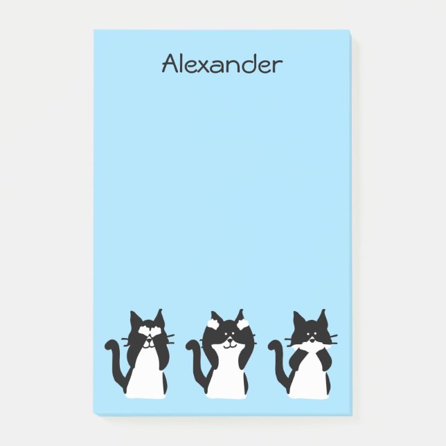 Tuxedo Cats | Drei weiße Kätzchen Light Blue Post-it Klebezettel (Vorderseite)