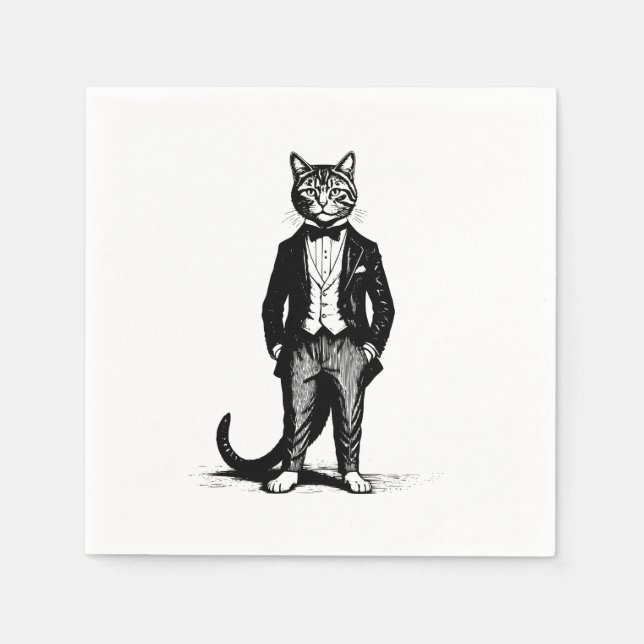Tuxedo Classy Cat Serviette (Vorderseite)