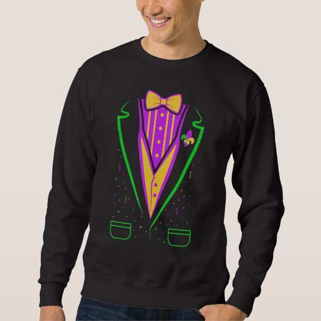Tuxedo Costume Bow Tie Funny Mardi Gras Carnival M Sweatshirt (Vorderseite)