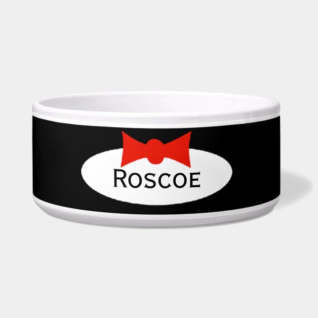 Tuxedo Dapper Boy Bow Krawatte Personalisiert Napf (Vorderseite)