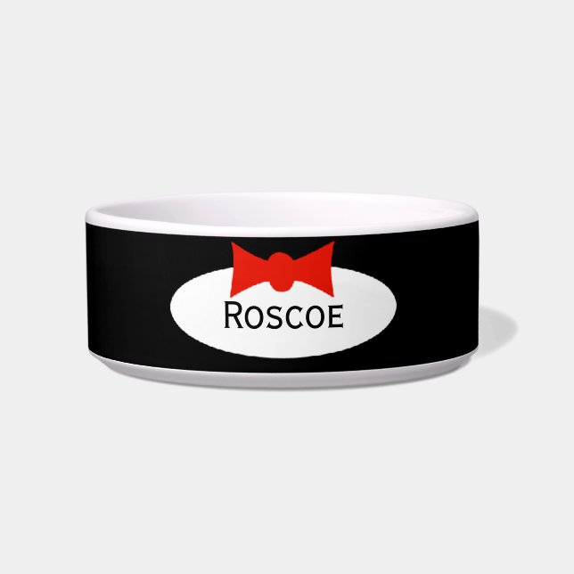 Tuxedo Dapper Boy Bow Krawatte Personalisiert Napf (Vorderseite)