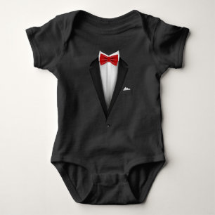Tuxedo Design mit Red Bowtie für Hochzeiten Baby Strampler
